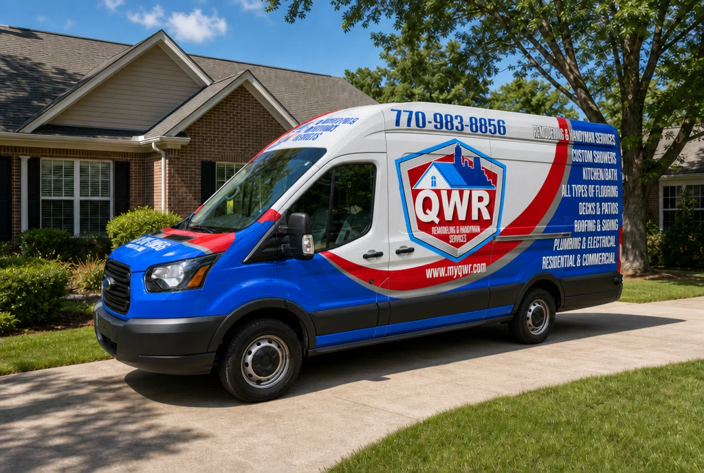 QWR Remodeling & Handyman Services branded van in Newnan, GA
